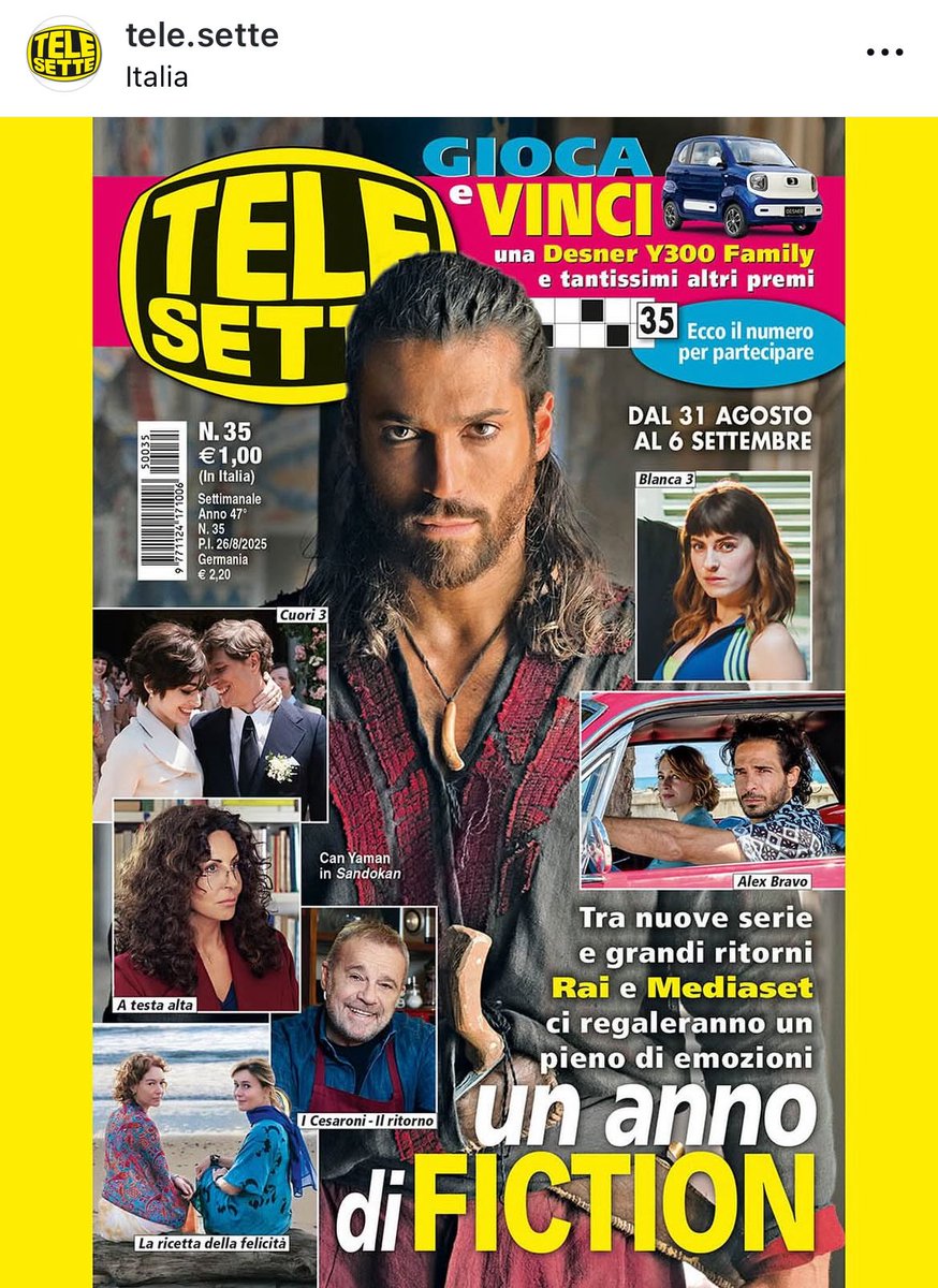 🇮🇹🗞️| TeleSette  - N35 - Year of great fiction 

#CanYaman #Sandokan