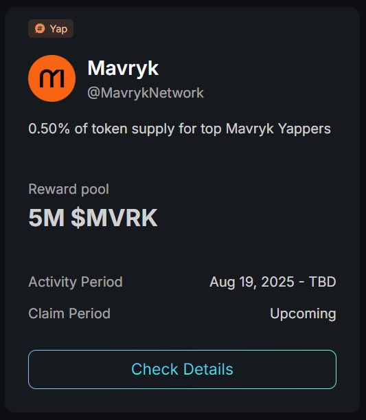 Charles Billions (@iam_charlieboy) on Twitter photo MAVRYK NETWORK has allocated 0.5% of it's token supply to top Yappers.
<a href="/MavrykNetwork/">Mavryk Network | Tokenizing $10B in RWAs</a> is a DeFi-focused Layer 1 built on Tezos that gives users full control of their assets through self-custody and modular financial tools.
It solves key problems in today’s DeFi👇
Custodial MAVRYK NETWORK has allocated 0.5% of it's token supply to top Yappers.
<a href="/MavrykNetwork/">Mavryk Network | Tokenizing $10B in RWAs</a> is a DeFi-focused Layer 1 built on Tezos that gives users full control of their assets through self-custody and modular financial tools.
It solves key problems in today’s DeFi👇
Custodial