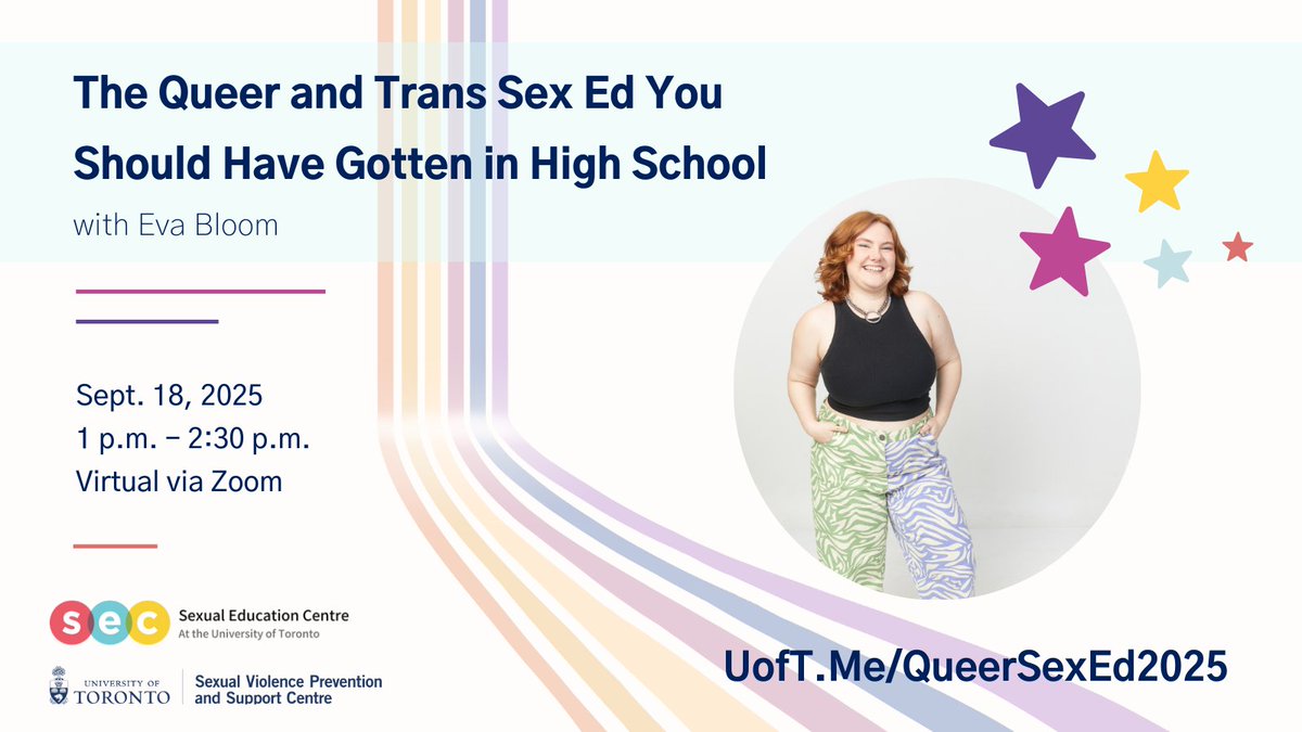 U of T Sexual Violence Prevention & Support (@uoftconsent) on Twitter photo Can lesbians get STIs? How do I have gender-affirming sex? Join us and the Sexual Education Centre for this session with educator <a href="/whatsmybodydoin/">Eva Bloom 🍑</a> 🌈 This shame-free, fun, and interactive sex education workshop is a part of @uoftsgdo's #QueerOrientation: UofT.Me/QueerSexEd2025 Can lesbians get STIs? How do I have gender-affirming sex? Join us and the Sexual Education Centre for this session with educator <a href="/whatsmybodydoin/">Eva Bloom 🍑</a> 🌈 This shame-free, fun, and interactive sex education workshop is a part of @uoftsgdo's #QueerOrientation: UofT.Me/QueerSexEd2025