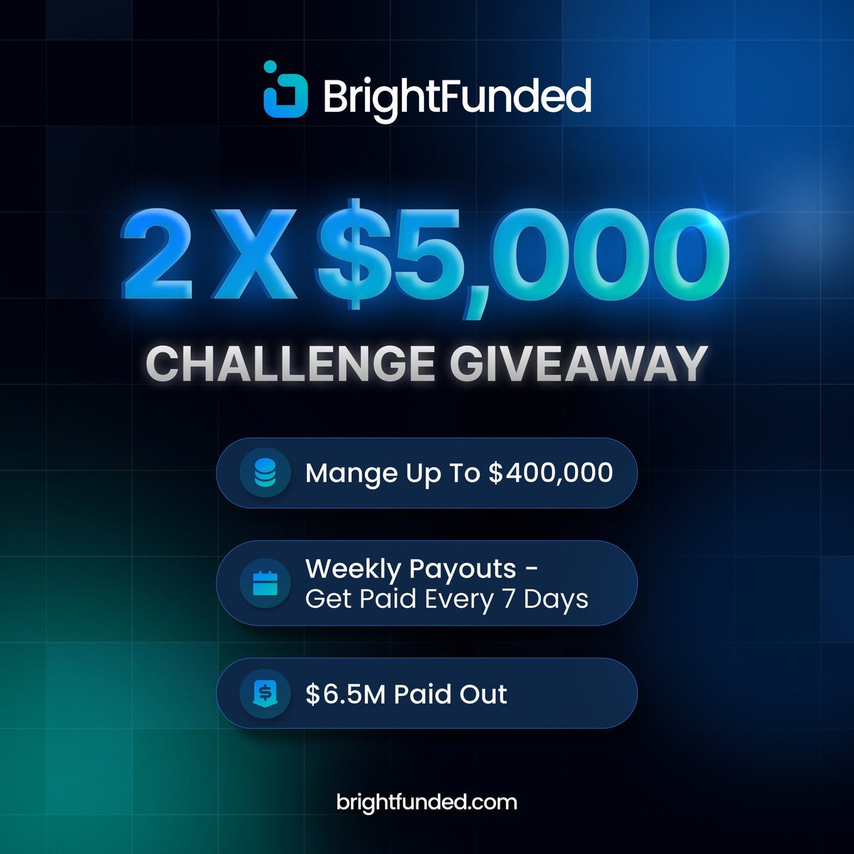 🎁 FREE 2× $5K CHALLENGE ACCOUNT GIVEAWAY 🎁
How to enter:

✅ Follow <a href="/arhmad_bbn/">Young Trader</a>
<a href="/BrightFunded/">BrightFunded</a>

✅ Repost this post

✅ Tag 3 friends in comments

✅ Set BrightFunded as favorite: propfirmmatch.com/favorite-firms

✅ Send proof in comments (screenshot + tags)

Also follow: <a href="/MusabFx_/">Mus’ab || CFD Trader</a>