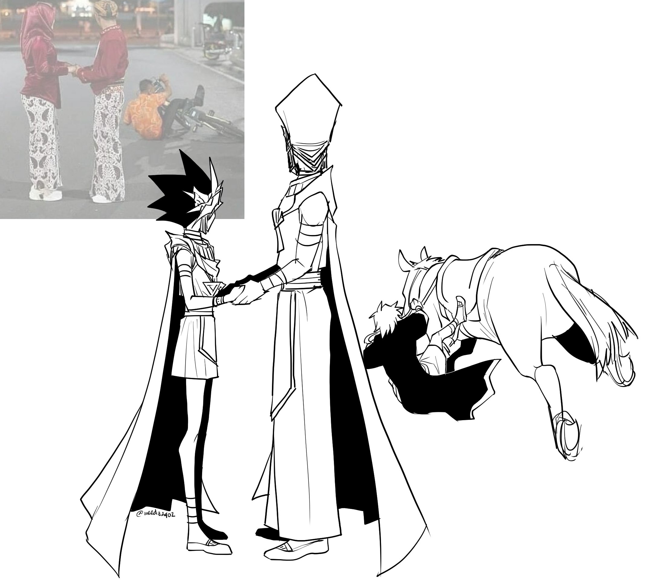 モノクロ原画 兎＊キノコ＊星花 モノクロ原画 兎＊キノコ＊星花