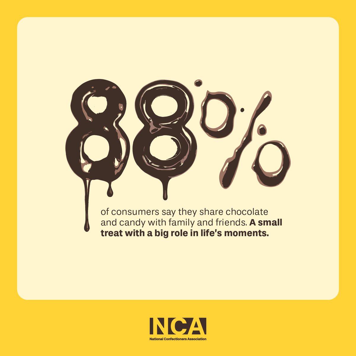 Small treat. Big connections. 💛

88% of consumers say they share chocolate and candy with family and friends. A small treat with a big role in life’s moments.

#AlwaysATreat