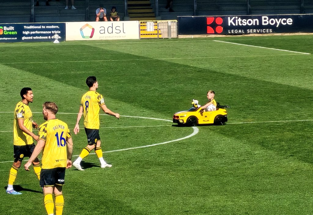 danielstorey85's tweet image. At Torquay United, the match ball has been delivered onto the pitch by a toddler driving a tiny car. 11 out of 10, no notes