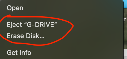 DavidACover's tweet image. Two choices that couldn't have more opposite outcomes. 

I went to eject my HD and accidentally clicked on the wrong E word. All is well. But still, let's maybe move those two actions further apart, Apple.