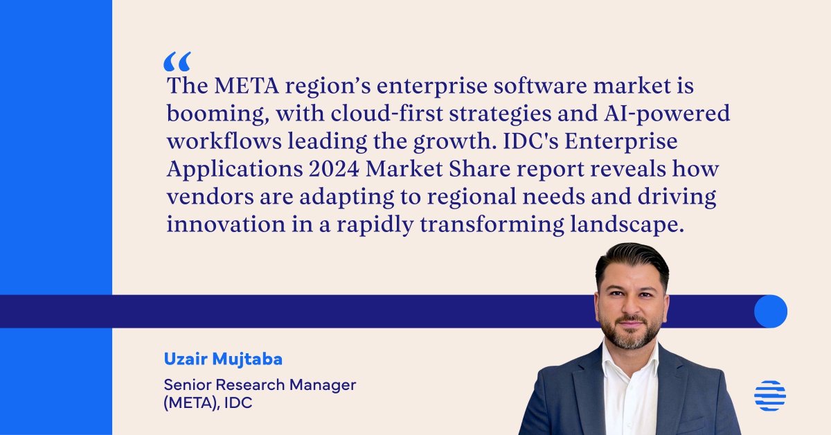 IDCMEA's tweet image. META’s enterprise apps landscape is transforming. Discover 2024’s top vendors &amp;amp; competitive shifts in @IDC’s latest Market Share report 👉 ow.ly/NTNB50WLkW3

#IDCResearch #EnterpriseApps #DigitalTransformation