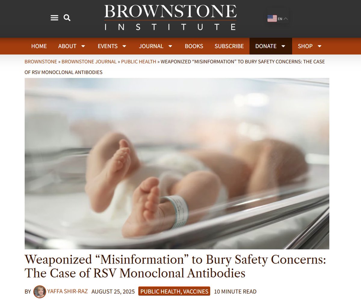Yaffa Shir-Raz (@yaffaraz) on Twitter photo When a critique relies on ad hominem rather than evidence, it’s not science. My full response is now published in <a href="/Brownstone/">Brownstone</a>:
Weaponized "Misinformation" to Bury Safety Concerns: The Case of RSV Monoclonal Antibodies
Advisory committees and the public deserve full transparency When a critique relies on ad hominem rather than evidence, it’s not science. My full response is now published in <a href="/Brownstone/">Brownstone</a>:
Weaponized "Misinformation" to Bury Safety Concerns: The Case of RSV Monoclonal Antibodies
Advisory committees and the public deserve full transparency