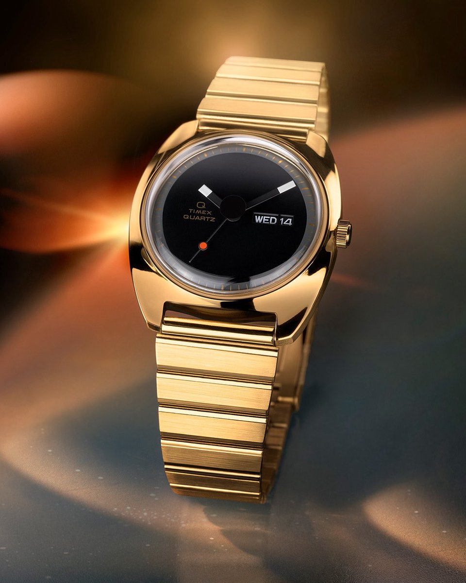 timex's tweet image. Sleek, sharp and slightly surreal—our latest Q Timex 1975 Enigma is now available in gold.

Shop the watch now: timex.com/products/q-tim…

#timex #qtimex #watchfam #watchlovers #newwatch #maketimeyours #reissue #illusion