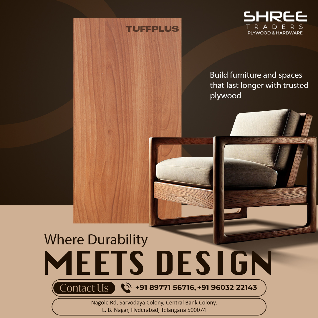 ShreeTraders123's tweet image. At Shree Traders, we bring you Tuffplus Plywood – trusted for its strength, durability and premium quality.
+91 89771 56716 | +91 96032 22143

#ShreeTraders #TuffplusPlywood #DurabilityMeetsDesign #InteriorSolutions #PremiumPlywood #FurnitureDesign #TrustedQuality #HomeInteriors