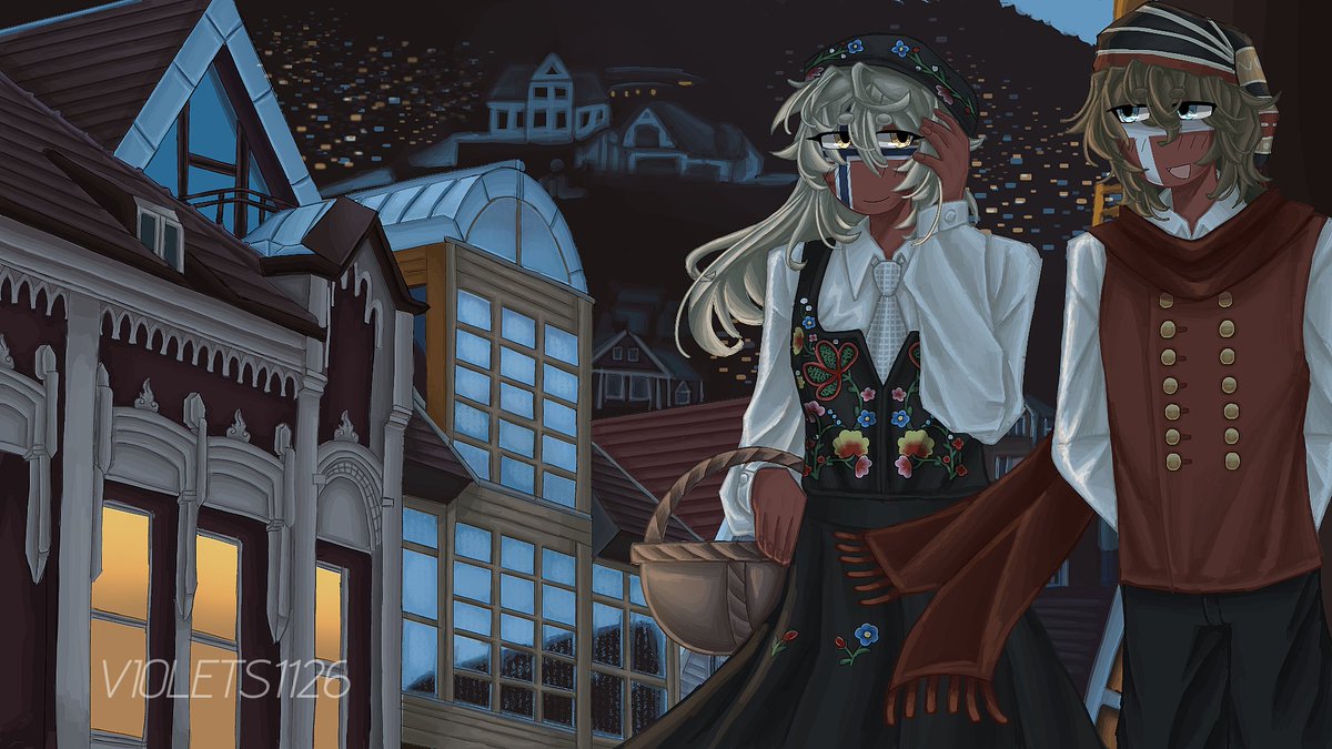 I'm satisfied to see the result.. (drawing background is the hardest part among the all drawing parts😭)

#CountryHumans 
#countryhumansnorway
#countryhumansdenmark