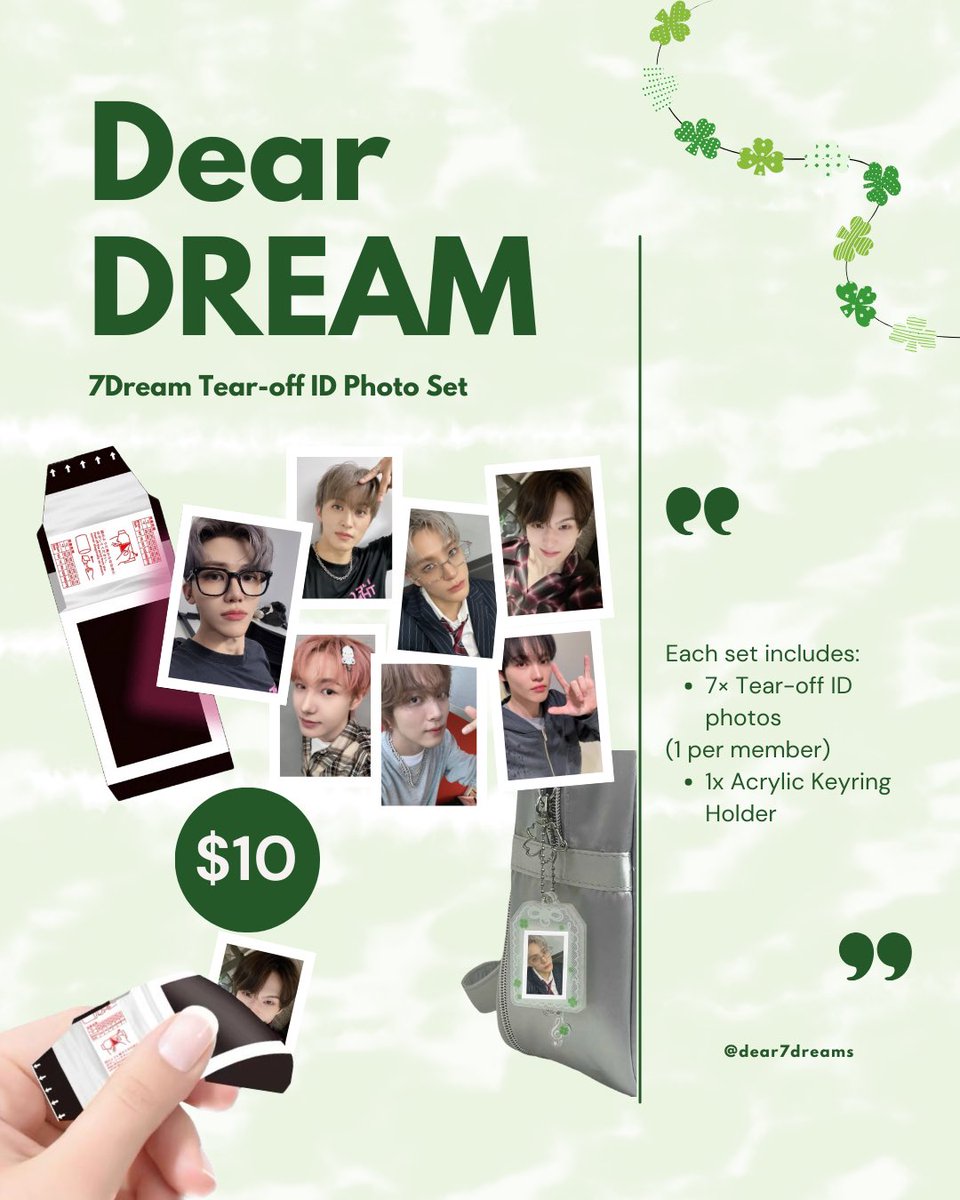Dear7DREAMs's tweet photo. 𝐃𝐞𝐚𝐫 𝐃𝐑𝐄𝐀𝐌 𝐅𝐚𝐧𝐬𝐮𝐩𝐩𝐨𝐫𝐭 🎞️
7𝘋𝘳𝘦𝘢𝘮 𝘛𝘦𝘢𝘳-off 𝘐𝘋 𝘗𝘩𝘰𝘵𝘰 𝘚𝘦𝘵.

📩 DM to purchase 7Dream Tear-off ID Photo Set.

✨ limited quantities, on first-come-first-served-basis.

#NCTDREAM  #TDS4INSG #THEDREAMSHOW4_in_Singapore https://t.co/a4CV5SWTsR
