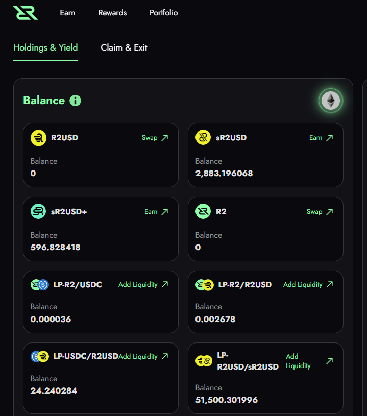 Jenny(Pinky) Ⓟ Ⓙ |💧 (@jennysart_1) on Twitter photo Only 3 days left until the Final Testnet ends on <a href="/r2yield/">R2 Community</a> !!
Looks like the long awaited moment is just around the corner.
📢 Portfolio update!
• sR2USD: 2,883 $
• sR2USD+: 596 $
• LP-R2USD/sR2USD → 51,500 $
No R2USD or R2 tokens left idle.
Everything is deployed into Only 3 days left until the Final Testnet ends on <a href="/r2yield/">R2 Community</a> !!
Looks like the long awaited moment is just around the corner.
📢 Portfolio update!
• sR2USD: 2,883 $
• sR2USD+: 596 $
• LP-R2USD/sR2USD → 51,500 $
No R2USD or R2 tokens left idle.
Everything is deployed into