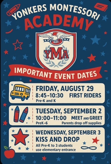 YMA Elementary upcoming dates for students and families