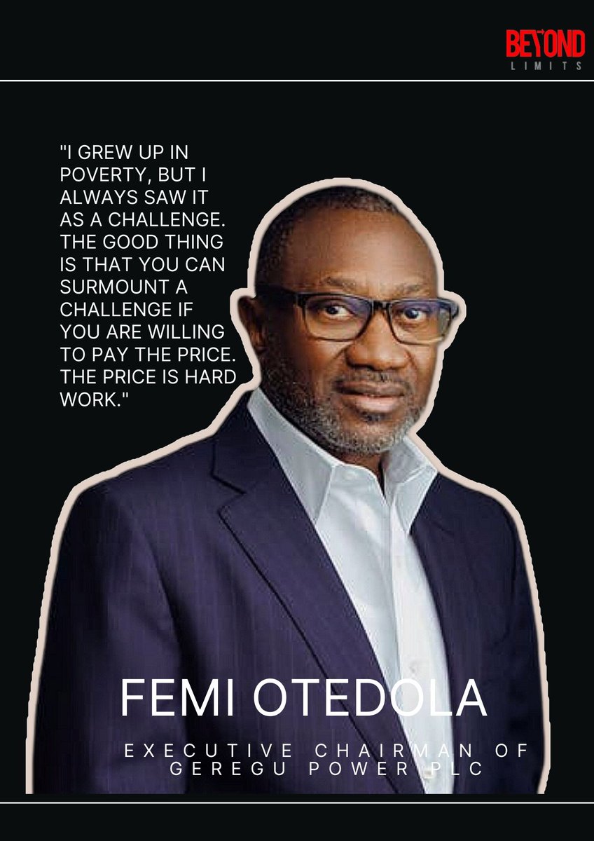 Hello innovators,
Start the week with wise words from business leader and billionaire investor <a href="/realFemiOtedola/">Femi Ote$</a>, whose journey embodies resilience, vision, and discipline. 

Building a successful life isn’t about shortcuts: it’s about paying the price of hardwork.

#BeyondLimits