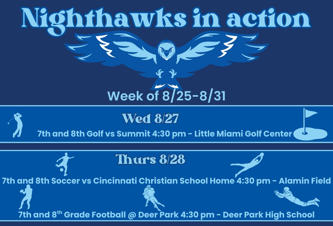 Middle School Athletics Events this Week!  Nighthawk Pride! <a href="/CCDS_Sports/">CCDS Athletics</a> <a href="/CCDSHirsch/">Coach Hirsch</a>