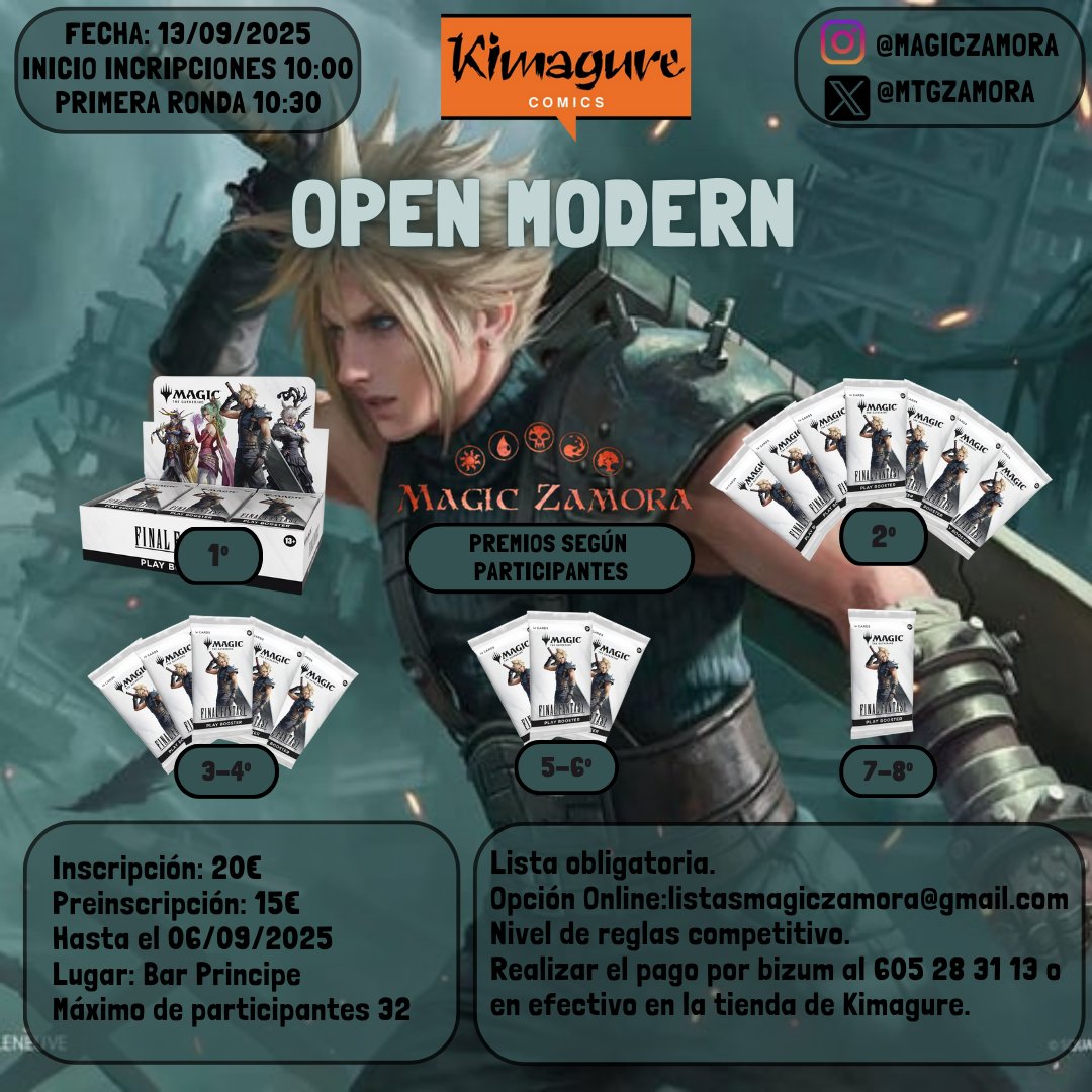 Aquí os dejamos nuestro Open de Modern para el 13 de Septiembre.
¡Os esperamos!