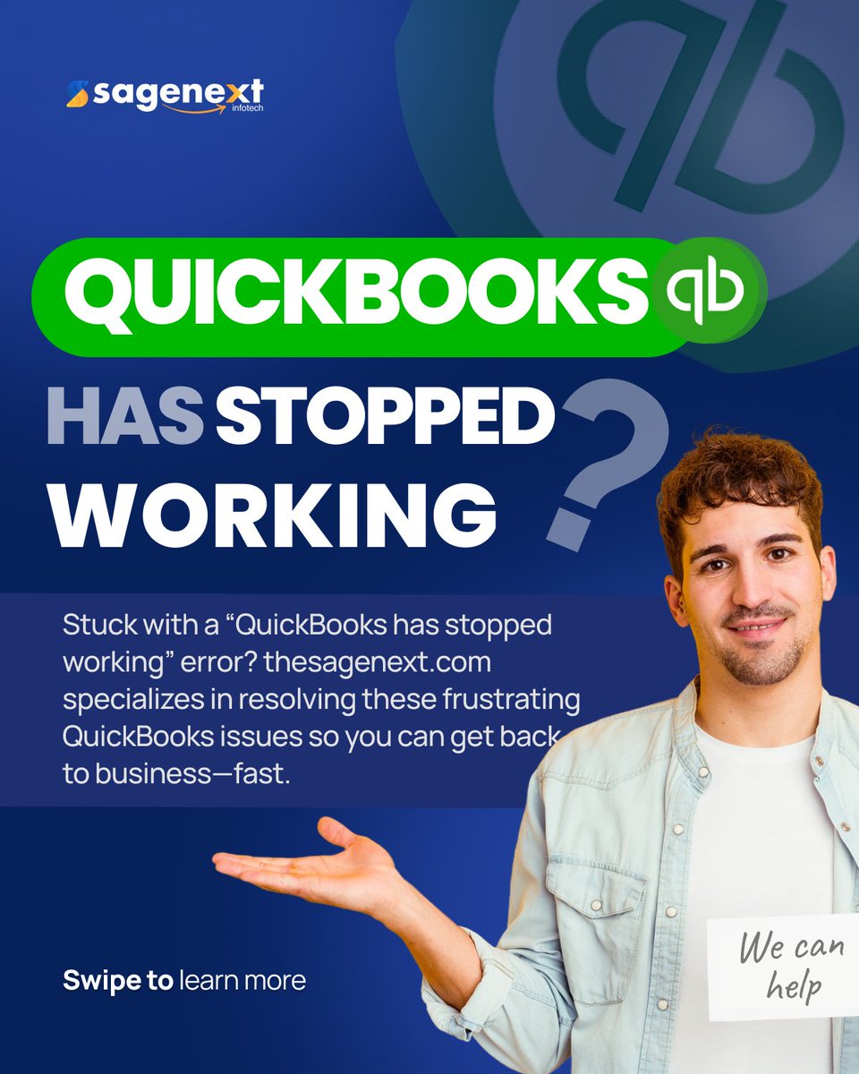 Sagenextinfo's tweet image. QuickBooks stopped working? Check out our carousel for instant solutions! 💡💼 

Get your accounting back on track today. The full guide is here: thesagenext.com/?utm_source=tw…

#QuickBooksFix #SmallBizHelp #sagenext