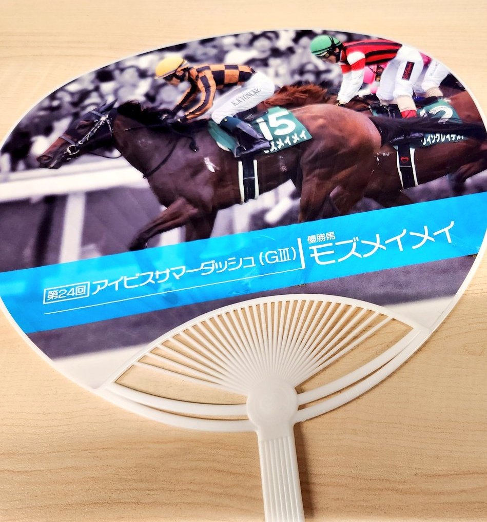 馬友さんから新潟競馬場で配布していた､モズメイメイうちわをもらいました🐴
ありがとうございます😆
新潟競馬場行きたいなぁ
(写真はスプリンターズSのメイメイちゃん)