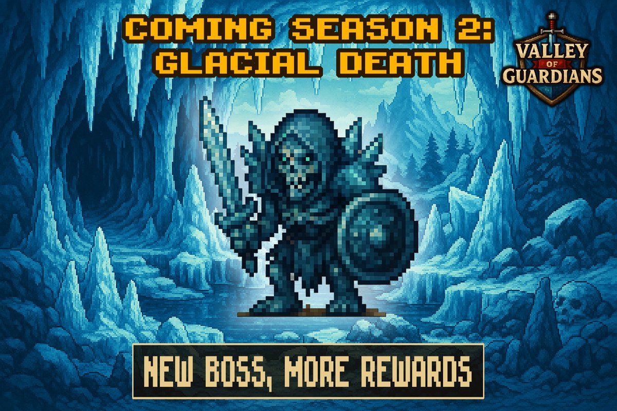 PlayVoG's tweet image. ❄️ Season 2 Boss Reveal: GLACIAL DEATH ❄️

The Valley just got colder… 🧊 Get ready to face the new boss in Season 2!

🔥 Winners who guessed ICE: @ivanggweb3 @flagura @leoaestrella @mrpf10 @Uesupi_NFT DM us your in-game email to claim 10K GC.

➡️ valleyofguardians.xyz
