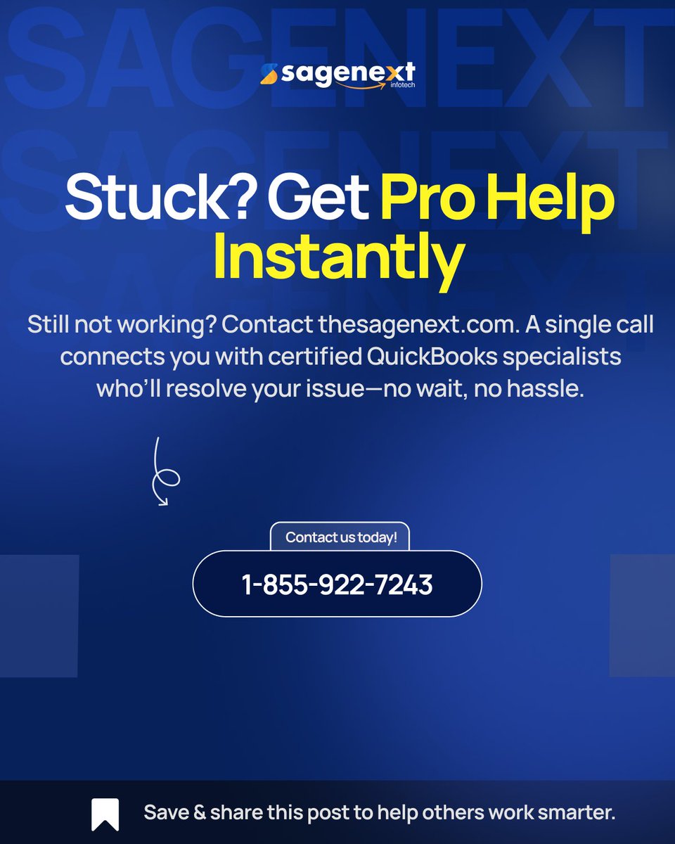 Sagenextinfo's tweet image. QuickBooks stopped working? Check out our carousel for instant solutions! 💡💼 

Get your accounting back on track today. The full guide is here: thesagenext.com/?utm_source=tw…

#QuickBooksFix #SmallBizHelp #sagenext