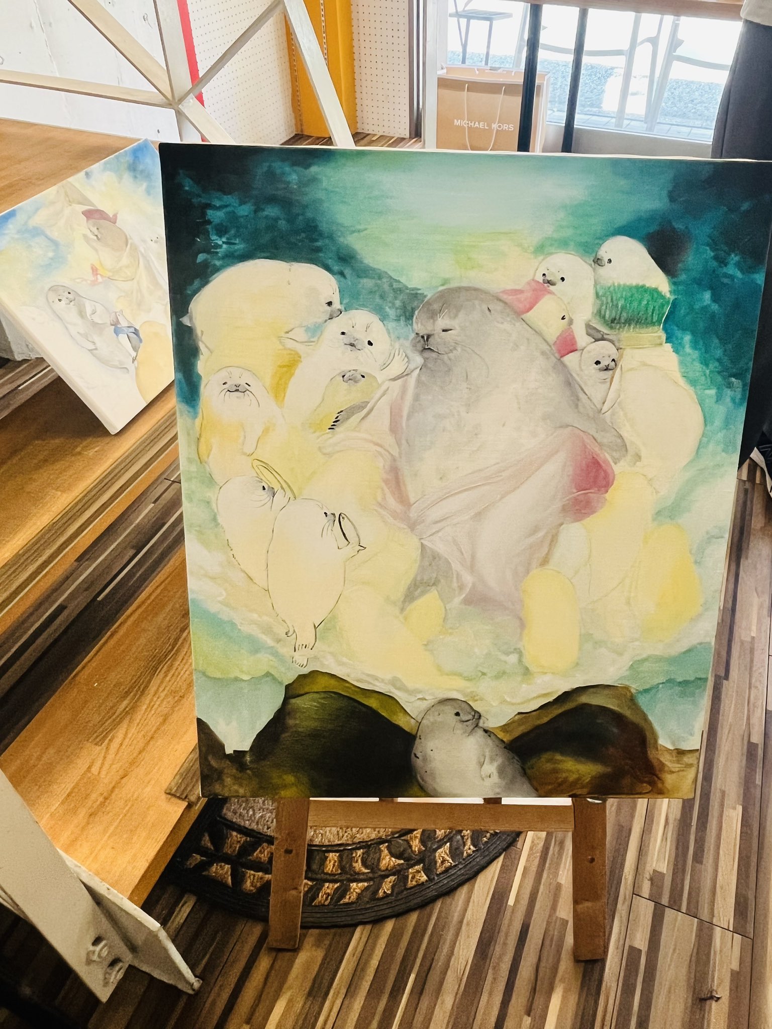 モノクロ原画 兎＊キノコ＊星花 モノクロ原画 兎＊キノコ＊星花
