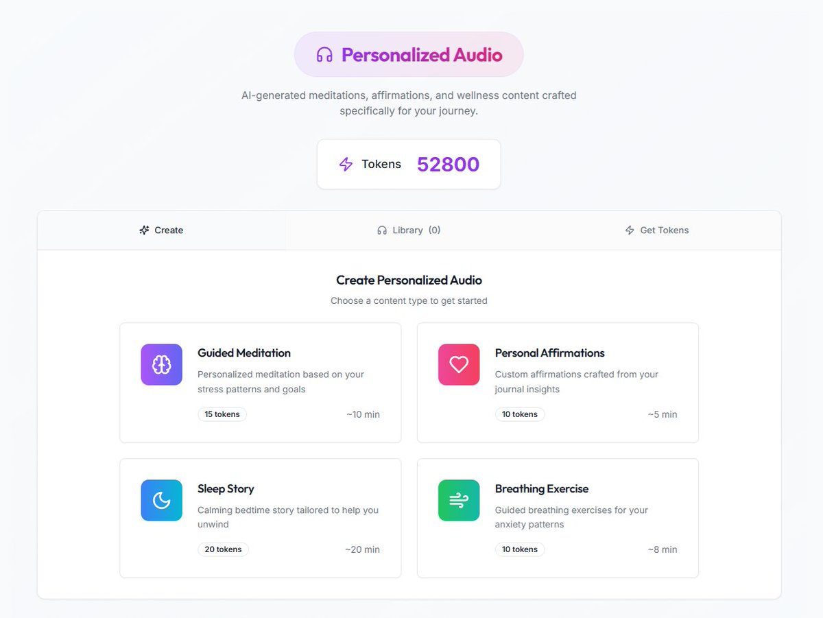In the Personalized Audio Studio on the Destiny platform, you’ll soon step into a space where your inner world is heard and understood. 

Imagine guided meditations, affirmations, and soul-nourishing exercises, created uniquely for you, shaped by your mood, your personality, and