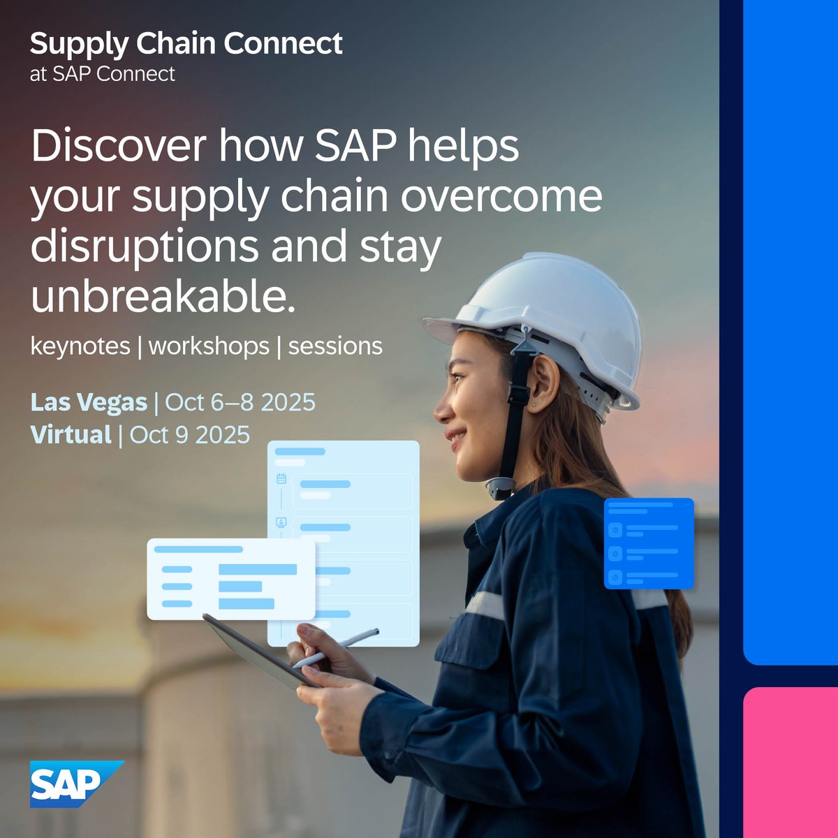 Supply chain stress is real — but there are solutions. 😮‍💨

Join us at Supply Chain Connect at #SAPConnect to discover how <a href="/SAP/">SAP</a> helps keep supply chains strong, agile and unbreakable.

🗓️ Oct 6–8 (in person)
💻 Oct 9 (virtual)
🔗 imsap.co/61101fJKeb

#SAPBusinessNetwork