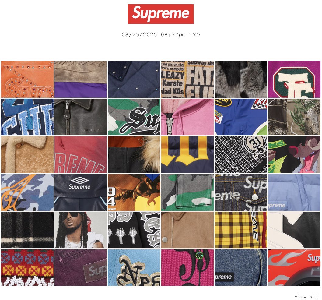 zozo___ozoz's tweet photo. Supreme FW 2025
previewの日が本当に楽しい
心待ちにしてました🥹
#supreme2025fw
#supreme https://t.co/KDF8ZX3gdj
