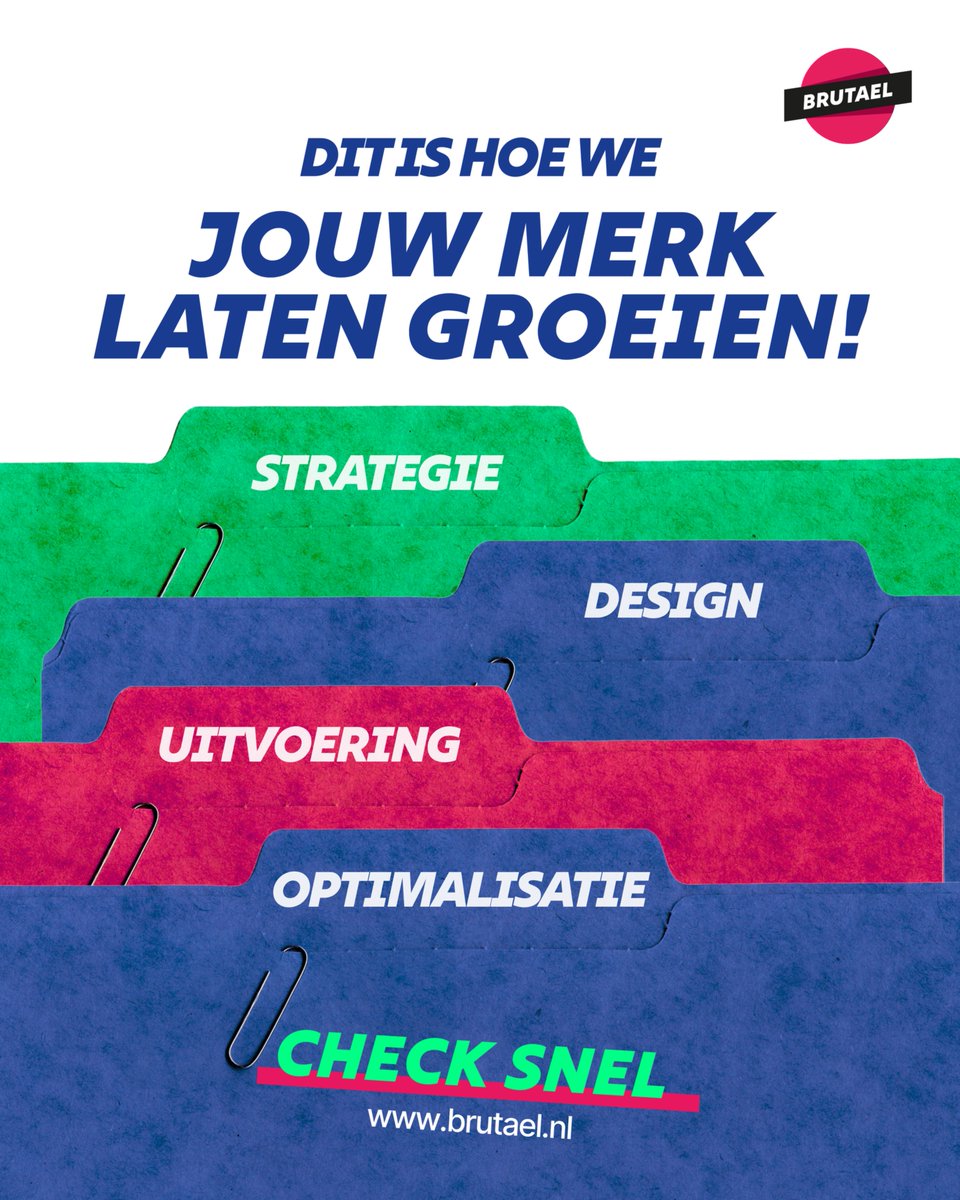 Van strategie tot optimalisatie, wij zorgen dat jouw merk niet stil blijft staan. Klaar om te groeien? 🚀

Klaar om door te pakken? 👉 Check snel brutael.nl

#OnlineMarketing #BrandGrowth #Strategie #Design #Brutael #Schagen #MarketingBureau