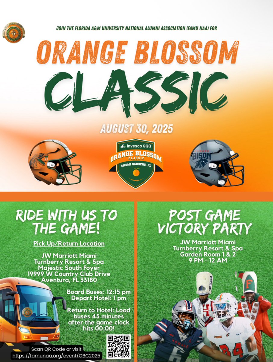 It’s Orange Blossom Classic Week, Rattlers! FAMUly, it’s time to strike and celebrate in TRUE Rattler style!

This is more than a game it’s a weekend full of pride, power, and unforgettable moments in Miami!
  
#FAMU #orangeblossom