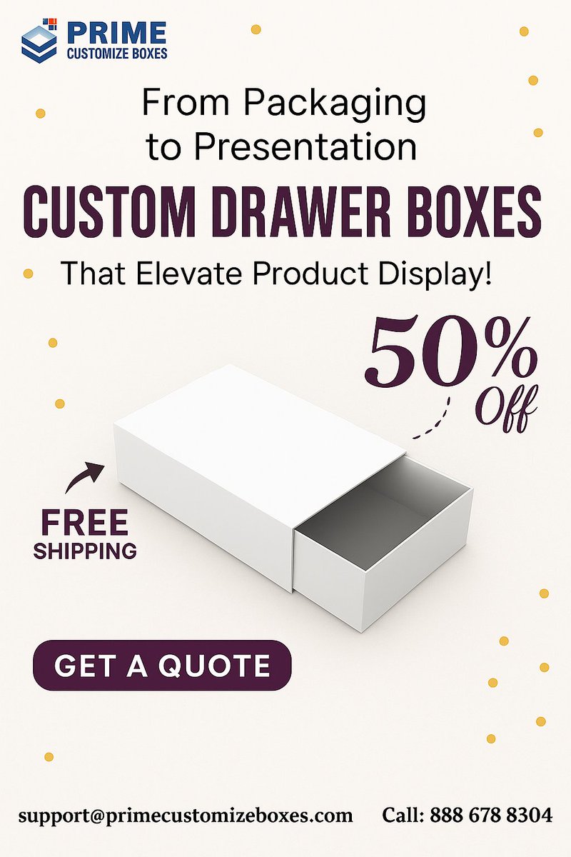 pcb33594's tweet image. 🎁 Elevate your brand with Custom Drawer Boxes! ✨
Stylish, durable &amp;amp; perfect for gifts, cosmetics &amp;amp; retail products.
Add luxury &amp;amp; functionality today!
🌐 primecustomizeboxes.com/product/custom…
#CustomBoxes #DrawerBoxes #PackagingDesign #Branding #EcoFriendlyPackaging
