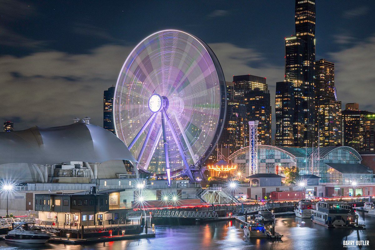 Spinnin' wheel, got to go 'round. Nighttime in the new Navy Pier Marina with the Ferris Wheel.  #chicago