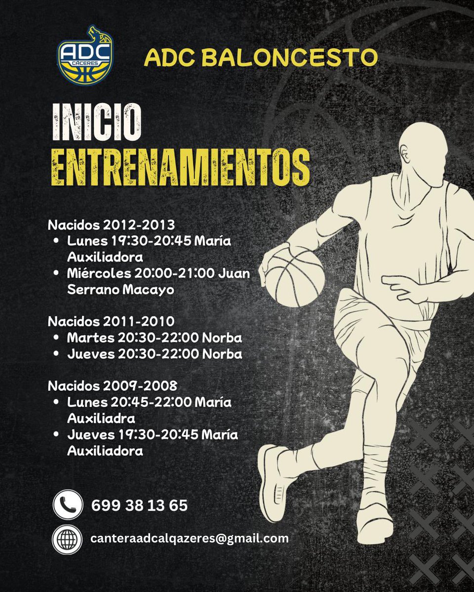 La semana que viene iniciamos los entrenamientos. ✅

🏀 Inicio de entrenamientos y jornada de puertas abiertas a partir del 1 de septiembre.

Consulta los horarios. ⏰

🙌 ¡La temporada empieza ya!