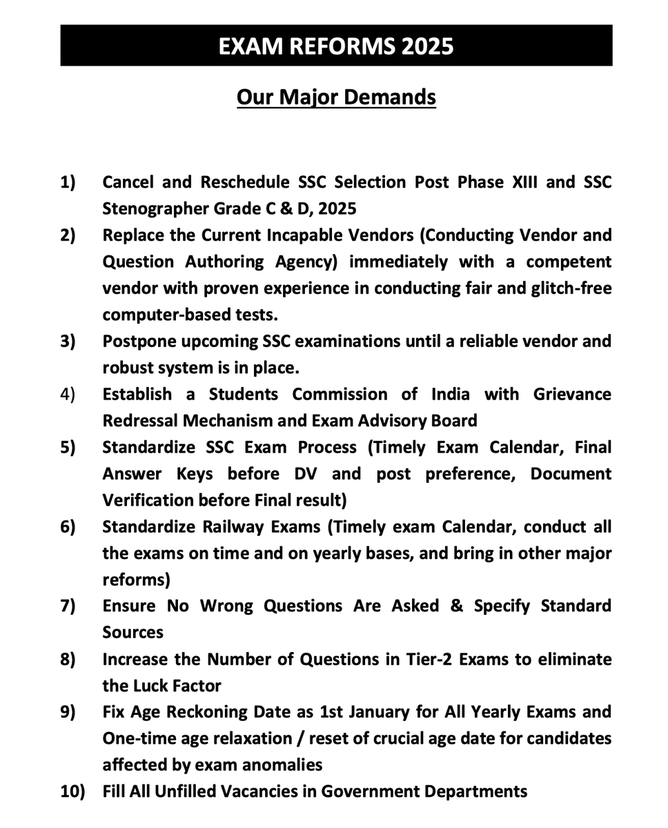 RajneeshVerma_'s tweet photo. https://t.co/N6g95ByRap
Shame on ABP News for ignoring real issues and diverting focus with random comments to weaken the student reform movement. We are ready to discuss the listed issues in detail with proof. 
#ssc_protest 
#Change_SSC_Vendor 
#NO_Wrong_SSC_Question https://t.co/LAIKtKj3yq