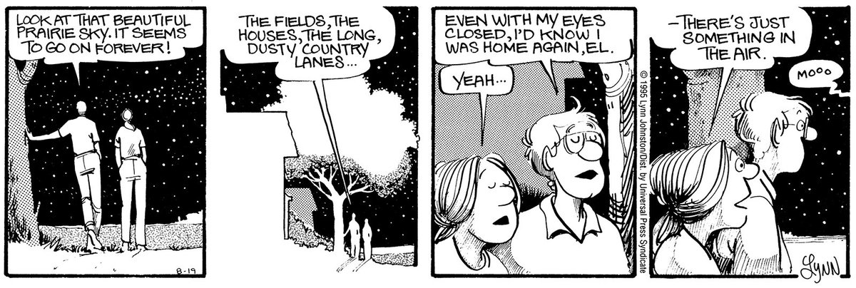 Elly and John often took their kids back to John's family farm in Manitoba. Have you ever lived on a farm? Or visited the Canadian Prairies?⁠
⁠
#manitoba #prairies #canada #funnycomics #lynnjohnston
