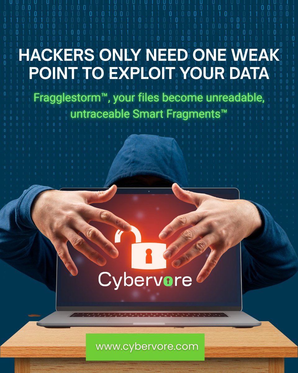 Think your data is safe? Hackers only need one vulnerability. With Fragglestorm™, your files are split into unreadable Smart Fragments™—like puzzle pieces with no picture to steal. Shield your business from modern threats. #cybersecurity #dataProtection