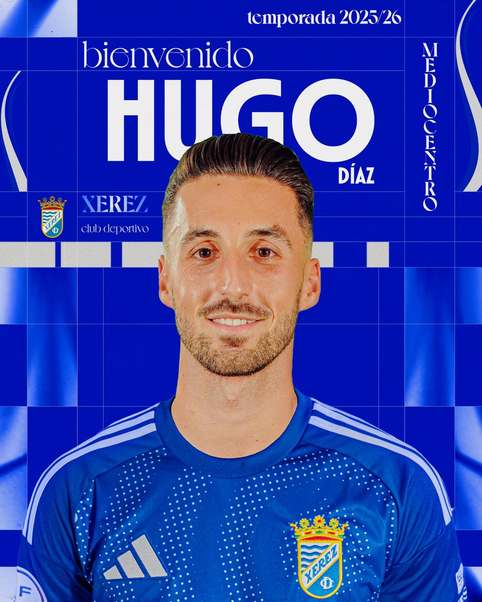 📢 𝗢𝗙𝗜𝗖𝗜𝗔𝗟 | Hugo Díaz se convierte en nuevo jugador del #Xerez 

⚽️ El polivalente mediocentro, procedente de <a href="/lagimnastica/">Gimnástica Segoviana CF</a>, formará parte del conjunto azulino en la 25/26.

🖱️ xerezclubdeportivo.es/hugo-diaz-nuev…

#HugoDíazAzulino • #LaSuerteSePersigue