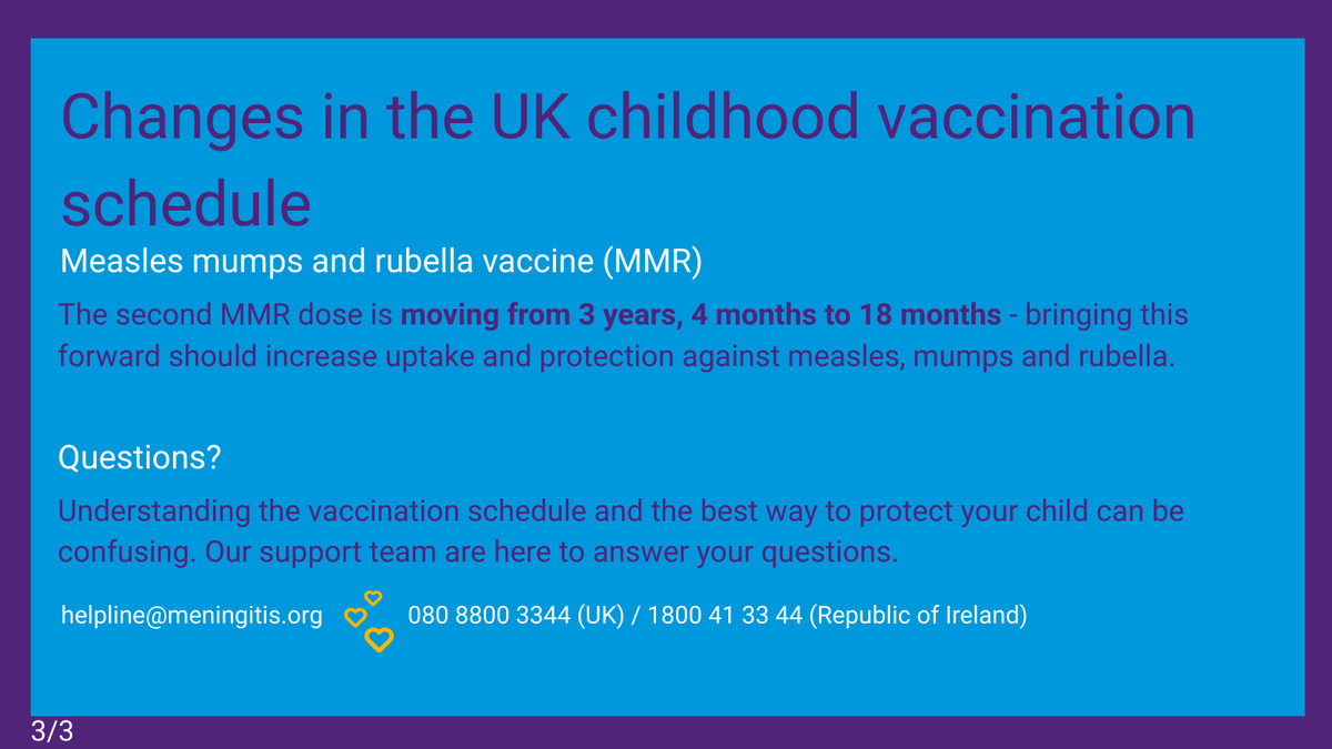 M_R_F's tweet image. Did you know vaccine updates came into effect in the UK in July?

Swipe through to see the changes. 💜 

Any questions? Our Support Services team are here to help: meningitis.org/get-support/ge…

#BabyHealth #UKHealth #DefeatMeningitis