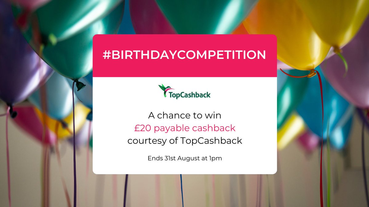 To kick off our 20th celebrations, we've got a #BirthdayCompetition for you 🥳

This week, 50 lucky winners will get £20 payable cashback into their account 🤑

Enter here for a chance to win 👉 ow.ly/3mNg50WJqnM

Good luck 🍀

Ends 31/08 at 1pm. T&amp;Cs apply ⏳