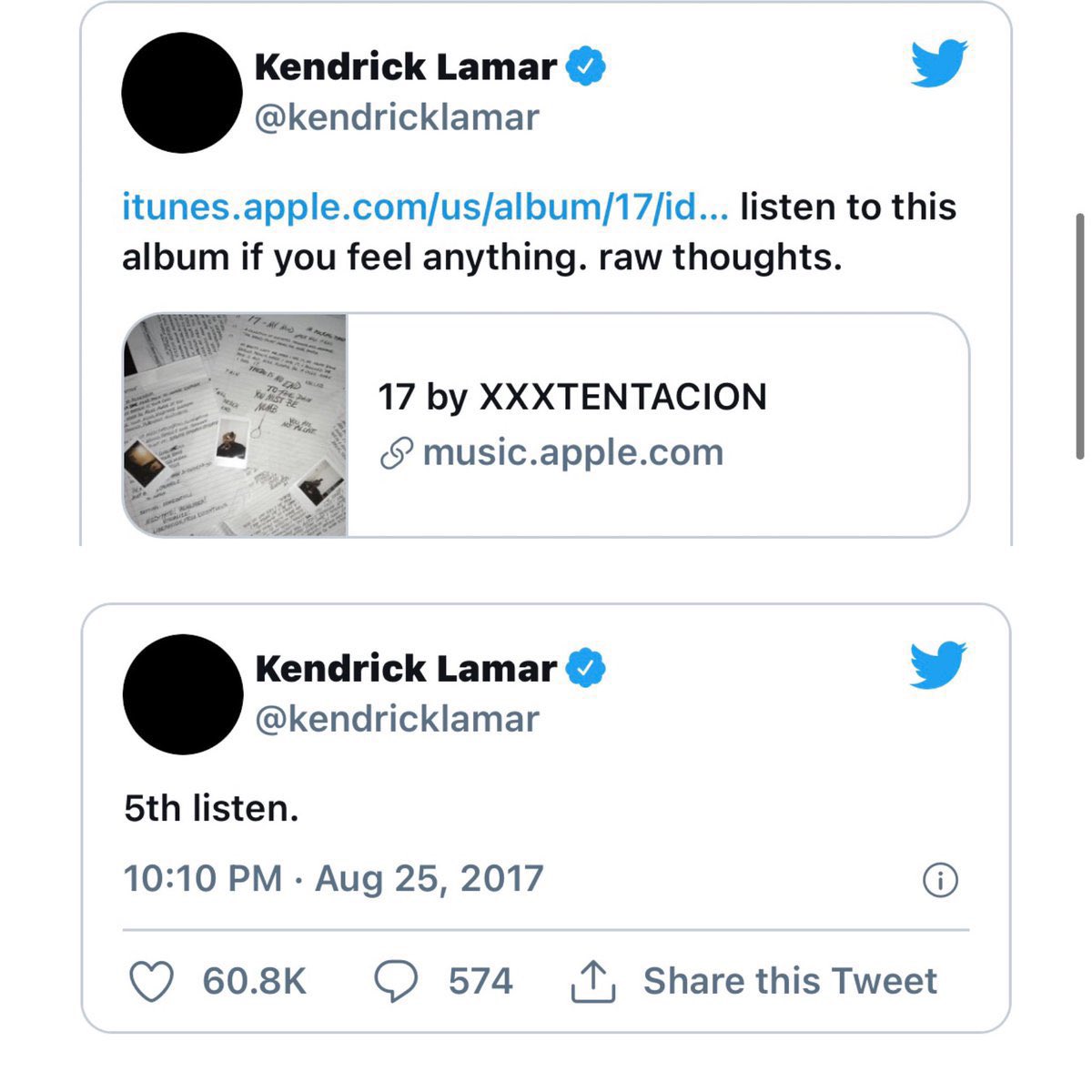 Back when Kendrick Lamar showed love to XXXTentacion’s album 17