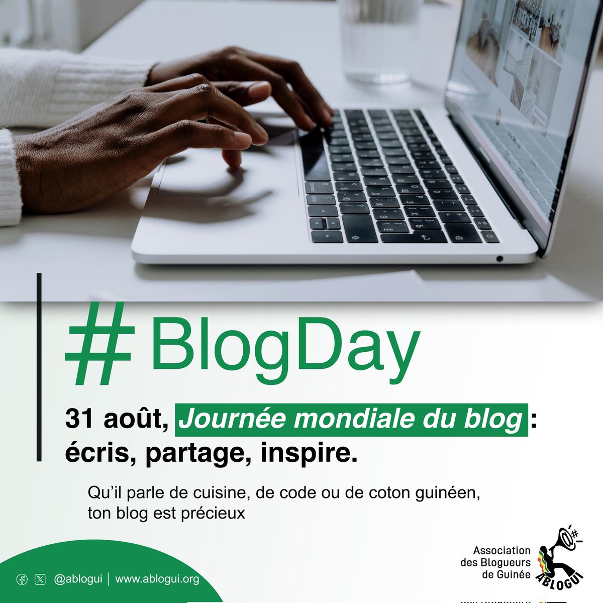 ablogui's tweet image. ✍️ Écris. Partage. Inspire.
Bientôt, le 31 août 🎉, on célèbre la #JournéeMondialeDuBlog !
#ABLOGUI met en lumière les parcours des blogueurs guinéens : Pourquoi je blogue ?
👉 Témoignages à découvrir toute la semaine.
#BlogDay2025 #kibaro