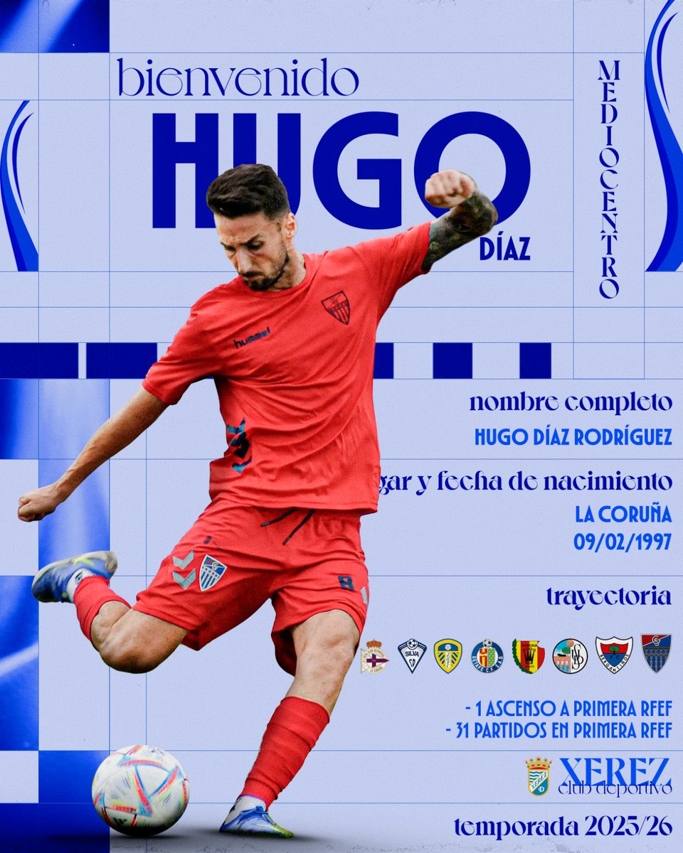 ✍️ 𝐏𝐫𝐞𝐬𝐞𝐧𝐭𝐚𝐦𝐨𝐬 𝐚: Hugo Díaz.

📊 3⃣2⃣ partidos y 4⃣ goles le consolidan como uno de los jugadores más regulares del pasado curso en <a href="/Primera_RFEF/">Primera Federación Versus e-Learning</a>

🖱️ xerezclubdeportivo.es/hugo-diaz-nuev…

#HugoDíazAzulino • #LaSuerteSePersigue