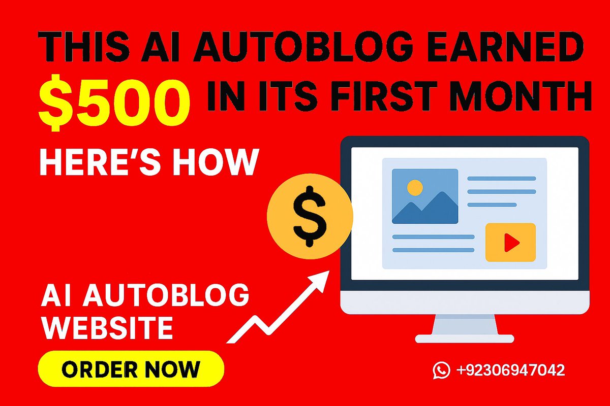 🚨 Real Case Study:
This AI Autoblog earned $527.31 in its first month!
🔥 No writing, no coding — just smart automation.
Want one like this? DM me or order now 👇
📲 +923069497042