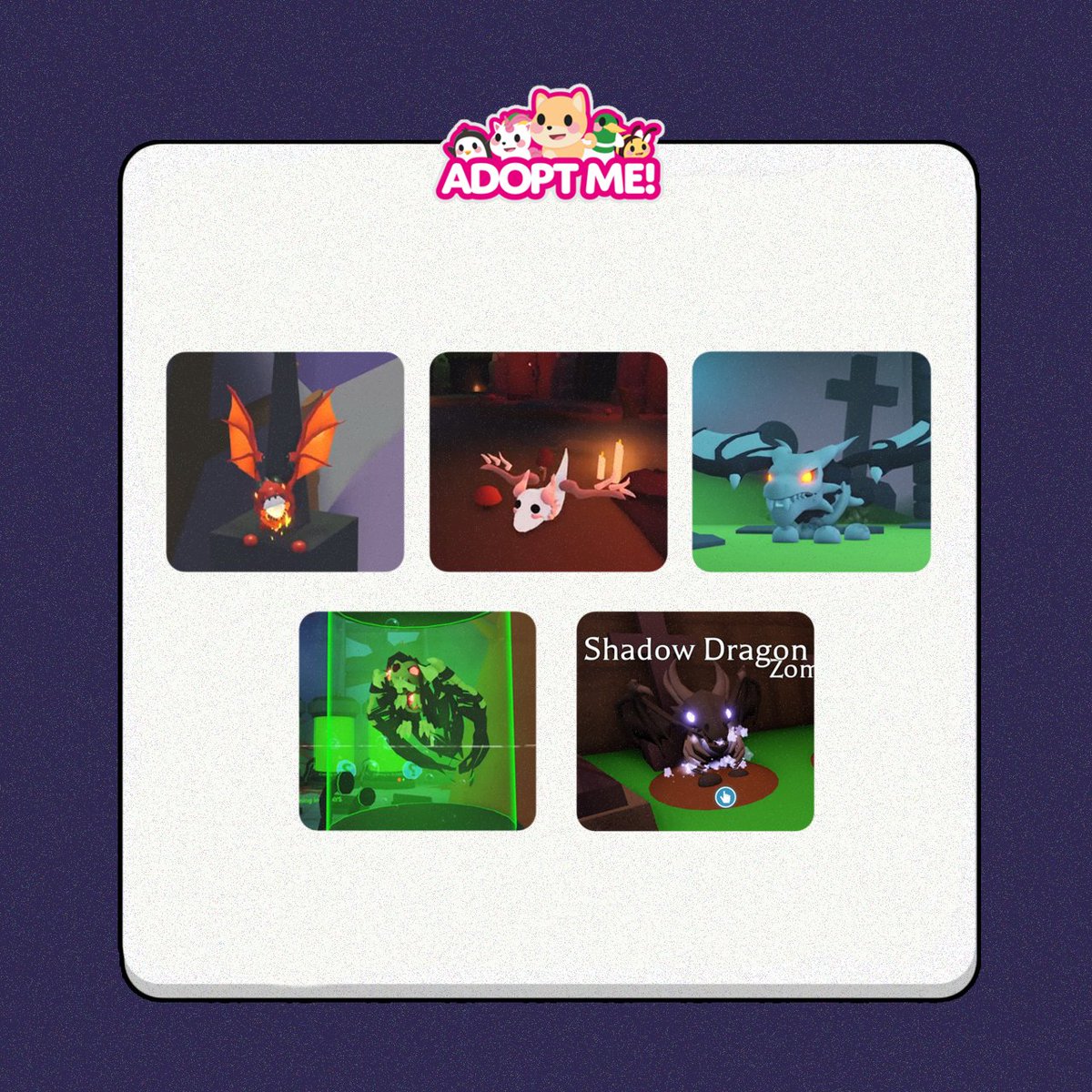AdoptAme_News's tweet image. We already have 5 dragons for Halloween!🕯️🐉

Which dragon do you like the most and which one would you like to see? 🤔

#AdoptMe #Roblox #AdoptMeRoblox #AdoptMeTrade