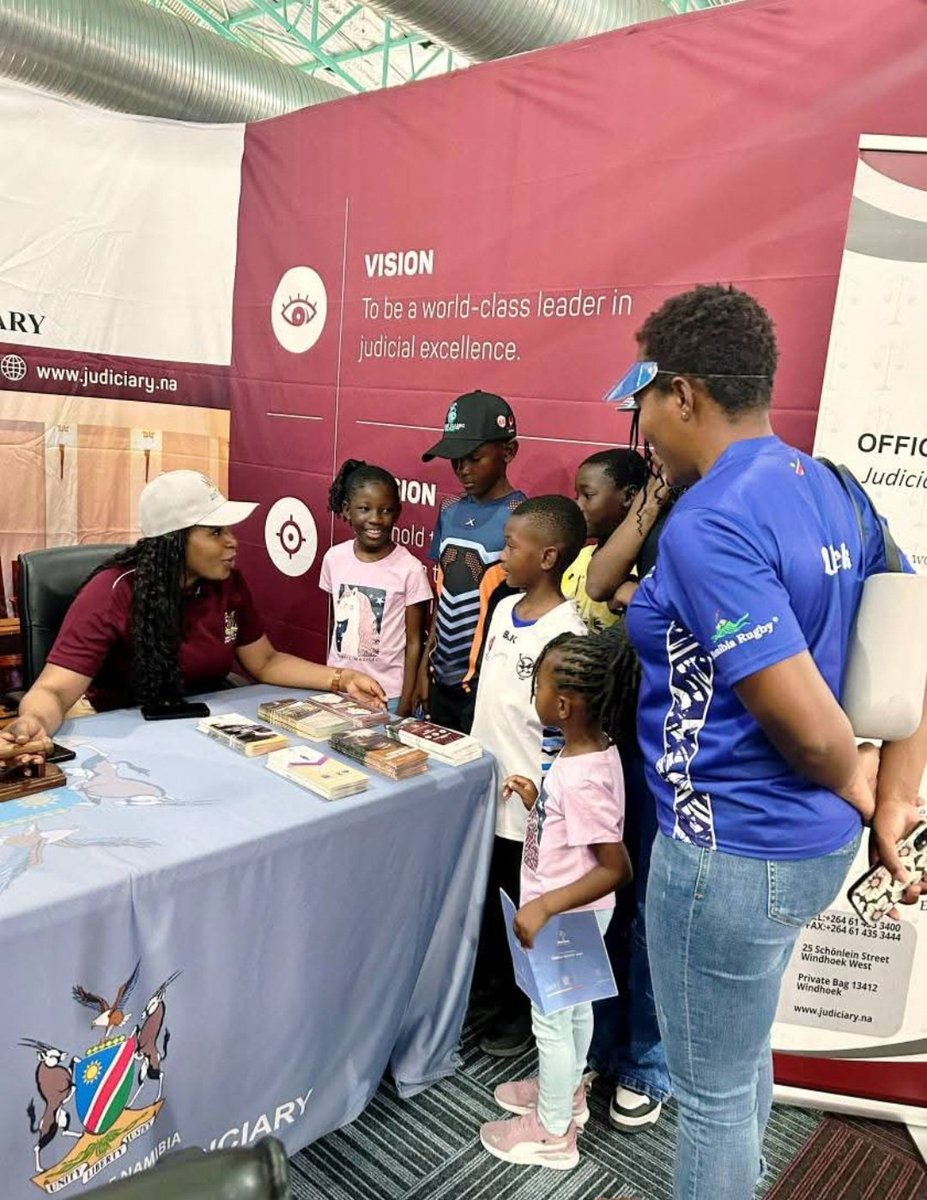 NAMJudiciary's tweet photo. At Your Service..

Come visit us at the Ongwediva Annual Trade Fair 🎉
📍 Queens Hall, Stall No. 152
Let’s connect. Let’s talk Judiciary.
#JudiciaryNamibia #QueensHall152 #WeAreHereToServe
#CommunityEngagement #LegalAwareness #NamibiaEvents #OTF2025 https://t.co/155uGhmckR