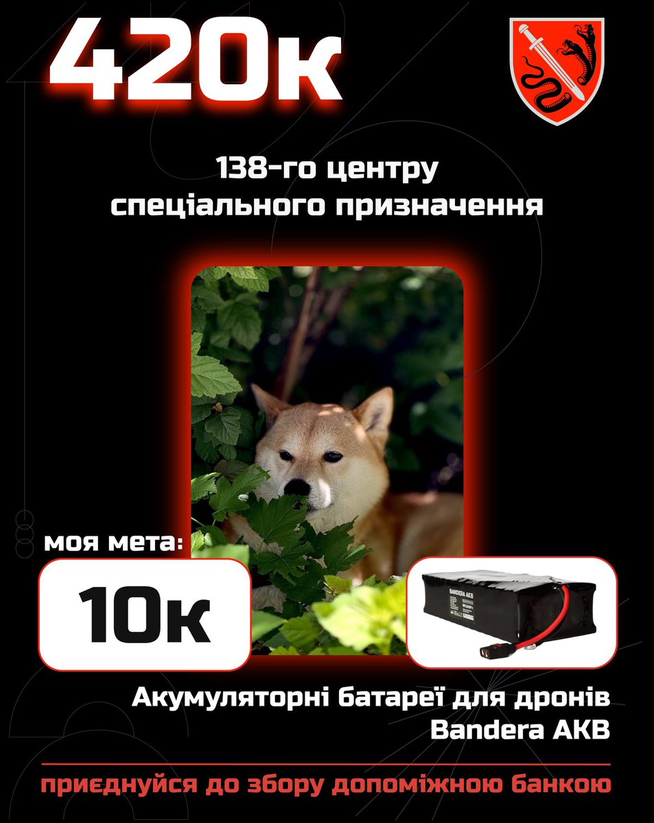 Долучаюсь до збору <a href="/nasyaspark/">⚡️спарк</a> на 8 комплектів акумуляторних батарей для дронів, для воїнів 138-го центру спеціального призначення (ССО), Покровський напрямок.

Загальна ціль: 420к
Моя мета: 10к

Діє розіграш 🎁👇
send.monobank.ua/jar/epcoFx6PE