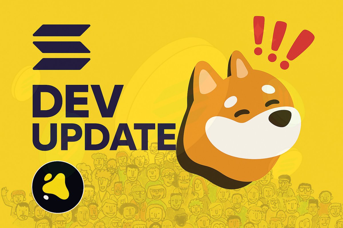 KOLS Dev Update banner featuring Shiba Inu and Solana logo