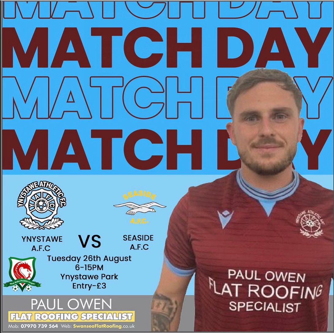 💥TUESDAY NIGHT ACTION.

The fixtures are coming thick and fast, the boys are ready to bounce back and get back to winning ways! We take on Seaside A.F.C at Ynystawe Park 6.15k.o.

Let's make some noise and back the boys!