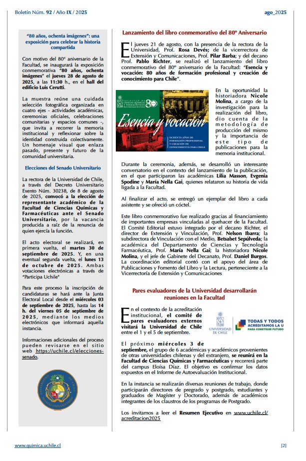 Decano Fac. Cs. Qcas. y Farmacéuticas - UChile (@faciqyf) on Twitter photo Dejamos a disposición de la comunidad universitaria el Boletín "Consejo de Facultad al Día" Nº92
<a href="/QuimicaUdeChile/">Química UCHILE</a>
<a href="/uchile/">Universidad de Chile</a>
#FaCiQyF #FaCiQyF #80añosFaCiQyF
drive.google.com/file/d/1M0MzEn… Dejamos a disposición de la comunidad universitaria el Boletín "Consejo de Facultad al Día" Nº92
<a href="/QuimicaUdeChile/">Química UCHILE</a>
<a href="/uchile/">Universidad de Chile</a>
#FaCiQyF #FaCiQyF #80añosFaCiQyF
drive.google.com/file/d/1M0MzEn…