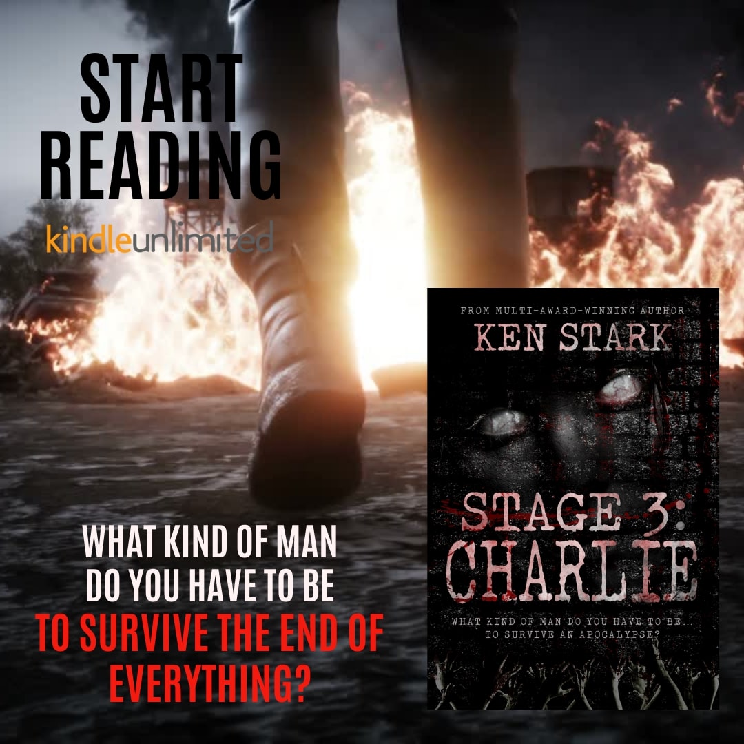 The monsters trying to batter down the walls were frightening enough. The thought of the kind of people who could survive among the living dead was the stuff of nightmares.

Stage 3: Charlie
viewbook.at/stage3charlie

FREE on #kindleunlimited

Also on #audible

#zombies #horror