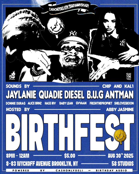 This is not a ChaptGPT ass flyer. The prodigal son of the town <a href="/ALICEBRNZ/">ALICE ⭐️</a> crafted this for us.  

Commemorate some birthdays and the end of the summer with <a href="/QuadieDiesel/">Dani G GerMan</a> <a href="/tsunamijaylanie/">miss world tour.</a> <a href="/CashOnlyDeli/">CashOnlyDeli</a> and rest of the studio family!

Tickets $5: cashonlydeli.co/birthfest